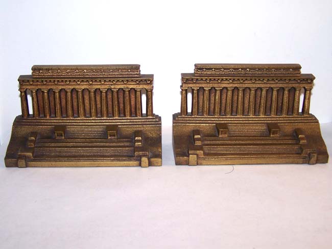A Pair of Antique Bookends by Bradley& Hubbard depicting the "LINCOLN MEMORIAL" circa 1925
